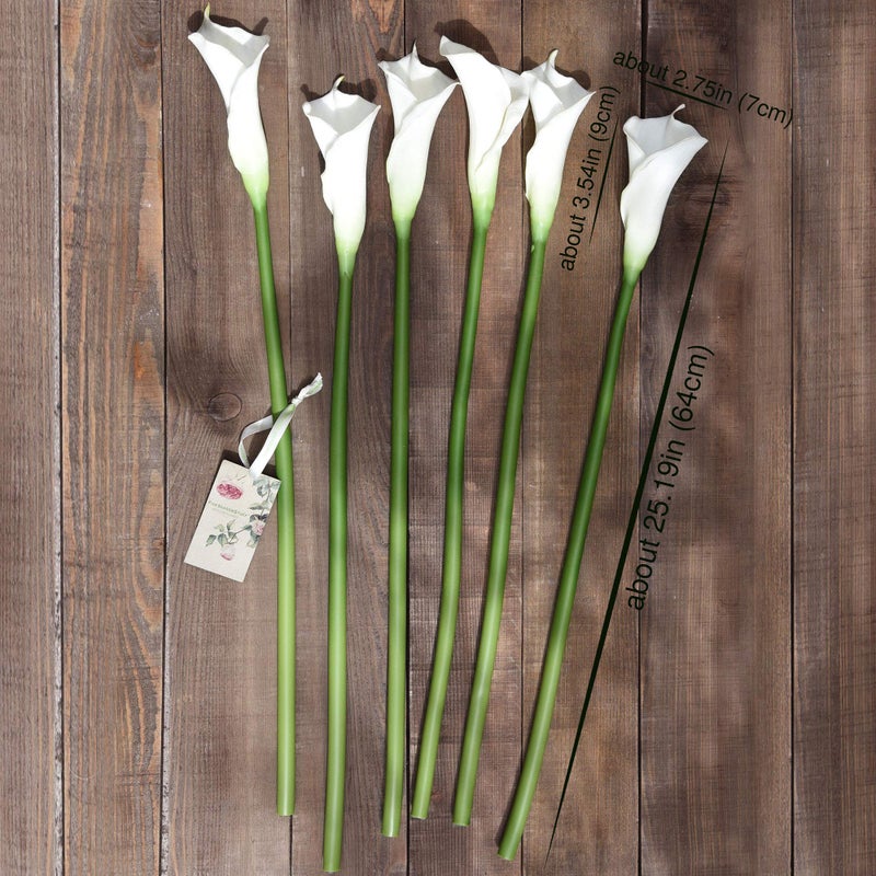 FiveSeasonStuff Real Touch Calla Lily Artificial Flowers, Wedding Bridal Floral Arrangements (25'' 6 Long Stems, Spring White) - Image 3